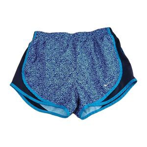 Nike Dri-Fit Womens Sz Small Abstract Blue Running Shorts Lined With Drawstring